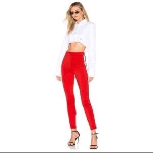 New LOVERS + FRIENDS REVOLVE Red Track White Stripe Seam Skinny Joggers P4789